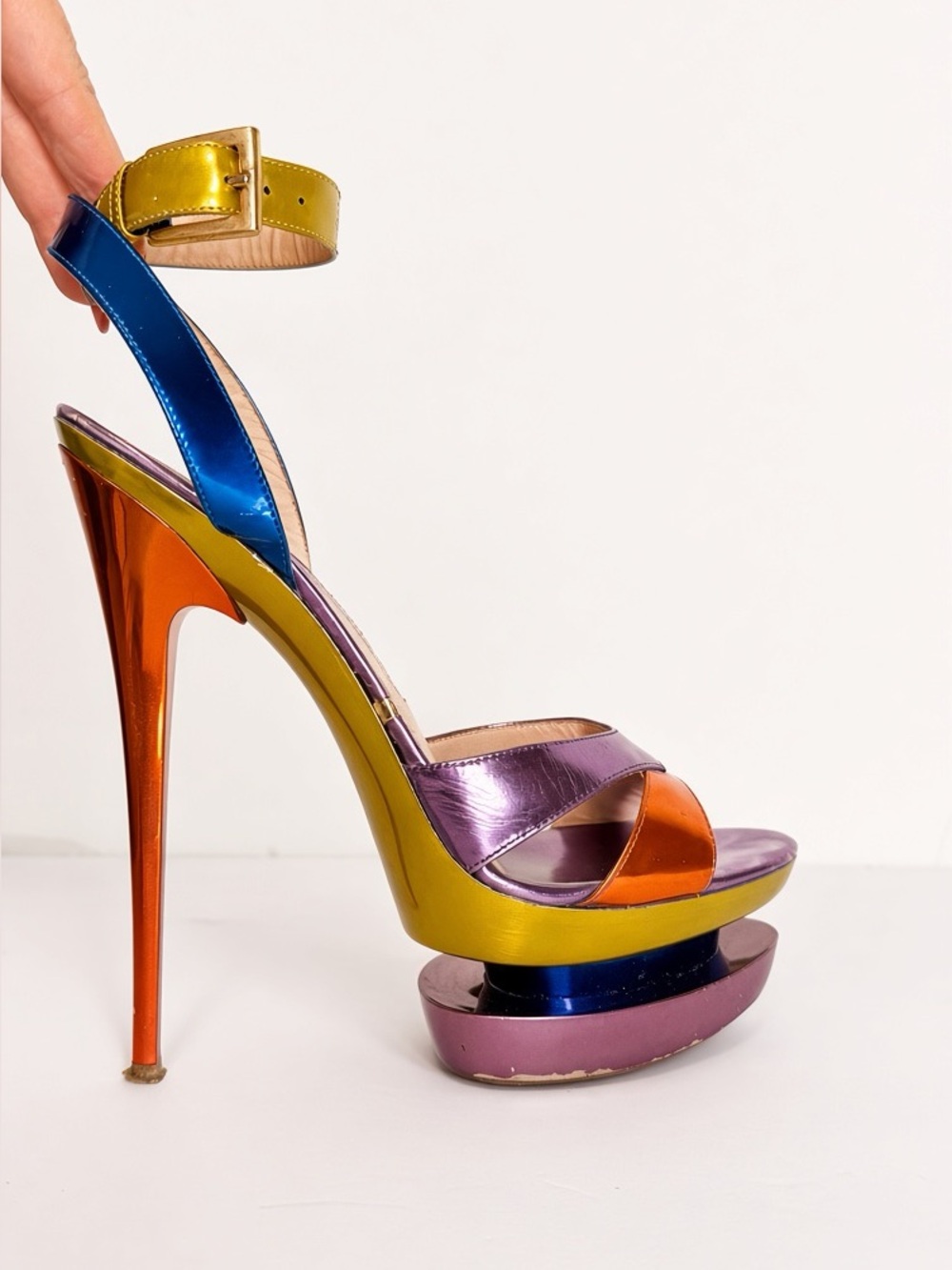 Giuseppe Zanotti Metallic Multi-Color Platform Stiletto Sandal